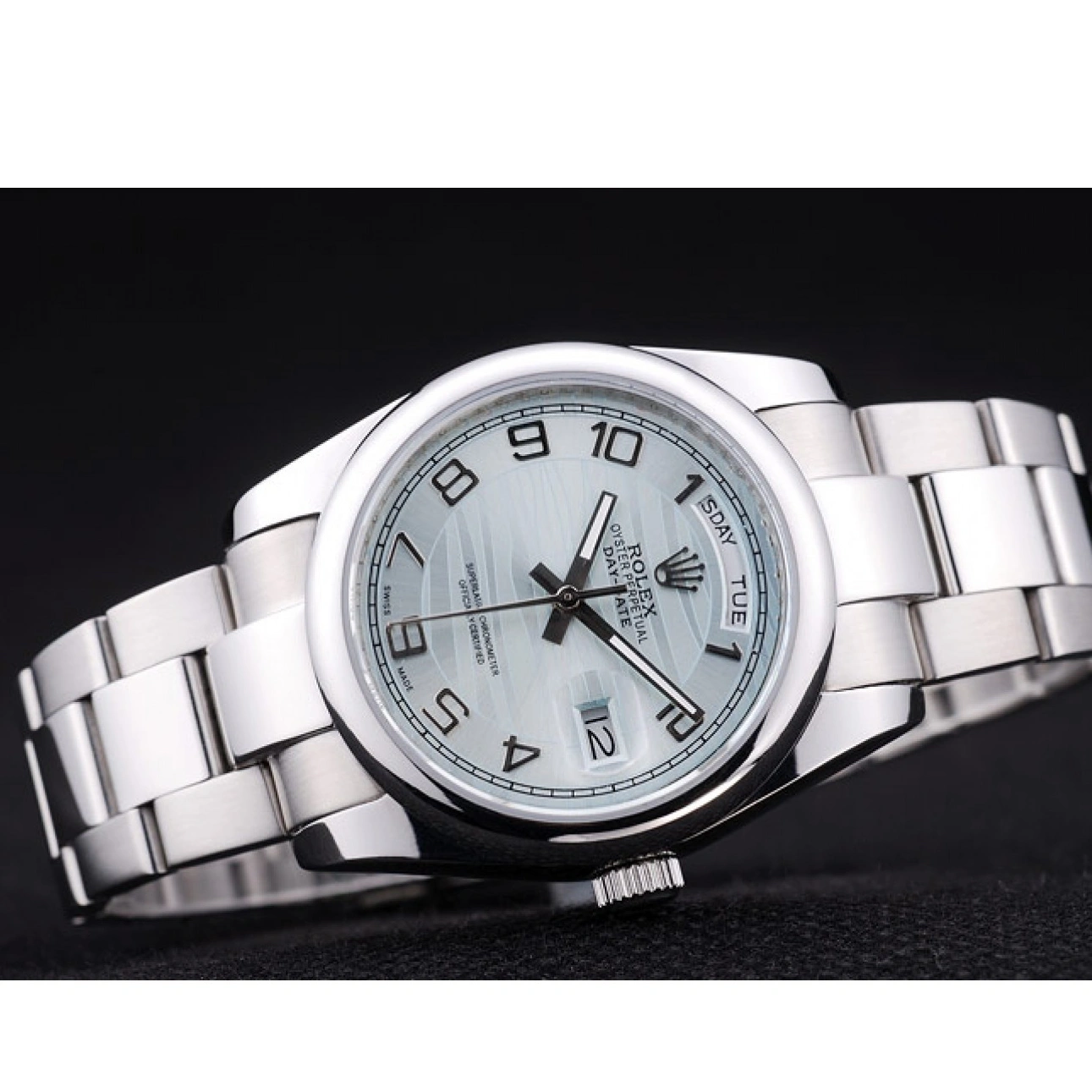 7470 DayDate Polished Silver Rolex Dial White Bezel 1016